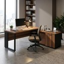 Ver imagem 2 de Mesa Escrivaninha em L Escritório Diretor Home Office 3 Gavetas 1 Porta 150x180cm SAT1817 Cor