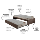 Ver imagem 4 de Bicama Box Solteiro Suede Marrom 88x188 com Dois Colchões Airtech Molas Ensacadas Ortobom