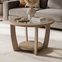Ver imagem 4 de Mesa de Centro para Sala de Estar Redonda Tampo de Vidro 60cm Soren A05 Carvalho - Lyam Decor