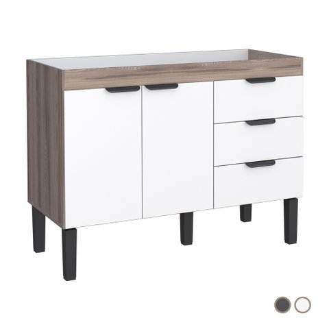 Gabinete de Cozinha para Pia de 120 em Madeira Flamingo 3 Gavetas Tamarindo/branco - Cozimax