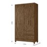 Roupeiro 4 Portas 2 Gavetas Castanho Wood Chile Moval Móveis 182x103x47 Castanho - 4
