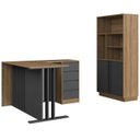 Ver imagem 1 de Mesa em L e Armario para Escritorio Office Cm4001 Mel Grafite Faem
