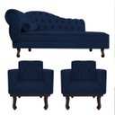 Ver imagem 1 de Kit Diva Recamier Diana 185cm Lado Direito e 02 Poltronas Classic Suede - Doce Sonho Móveis RECAMIER