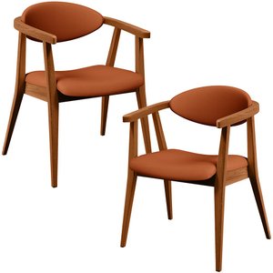 Kit 02 Poltronas Decorativas Para Sala de Estar Jantar Cecília B04 Tecido Terracota - Lyam Decor