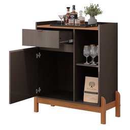 Aparador Bar Bari 1 Porta e 1 Gaveta Cinza Pérola/cedro - Casa D - 3