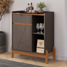 Aparador Bar Bari 1 Porta e 1 Gaveta Cinza Pérola/cedro - Casa D - 2