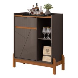 Aparador Bar Bari 1 Porta e 1 Gaveta Cinza Pérola/cedro - Casa D - 1