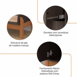 Aparador Bar Bari 1 Porta e 1 Gaveta Cinza Pérola/cedro - Casa D - 4