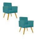 Ver imagem 1 de Kit 2 Poltronas Decorativas Luana com Pés Palito para Sala Escritório Suede Azul Tiffany