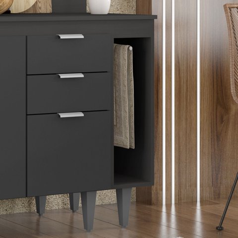 Balcão de Cozinha Porta Pano 20cm Pérola Z34 Preto - Mpozenato