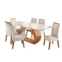 Ver imagem 2 de Conjunto Sala de Jantar 6 Lugares Retangular Tampo de Vidro e MDF Advance Yescasa Bege/Mel/Off White