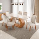 Ver imagem 1 de Conjunto Sala de Jantar 6 Lugares Retangular Tampo de Vidro e MDF Advance Yescasa Bege/Mel/Off White