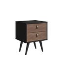 Ver imagem 1 de Mesa de Cabeceira Retrô 45cm 2 Gavetas Preto/freijó B208
