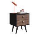 Ver imagem 2 de Mesa de Cabeceira Retrô 45cm 2 Gavetas Preto/freijó B208