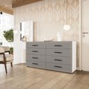 Ver imagem 1 de Cômoda Penteadeira Valência 8 Gavetas Espelho 209x160cm Cinza/Branco 250801