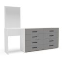 Ver imagem 2 de Cômoda Penteadeira Valência 8 Gavetas Espelho 209x160cm Cinza/Branco 250801