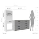 Ver imagem 3 de Cômoda Penteadeira Valência 8 Gavetas Espelho 209x160cm Cinza/Branco 250801