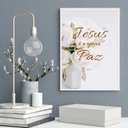 Ver imagem 2 de Quadro Decorativo Evangélico Jesus É a Nossa Paz 33x24cm:madeira Branca