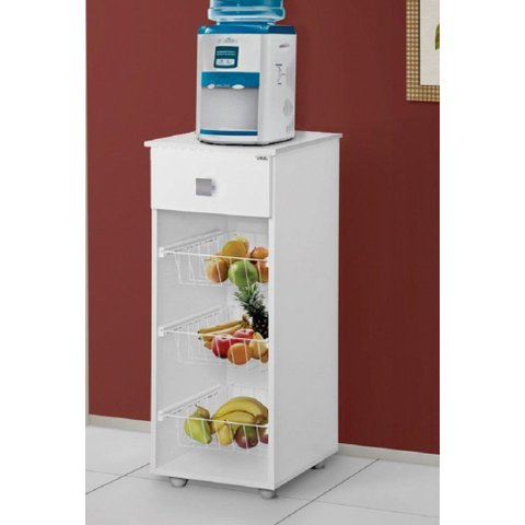 Balcão Fruteira Monalisa 1 Gaveta 3 Cestos de Metal Aramado Branco Ajl