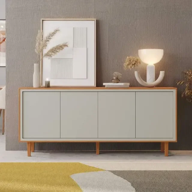 Ver imagem 2 de Buffet Dux 4 Portas 100% MDF Gaveta Interna Naturalle Off