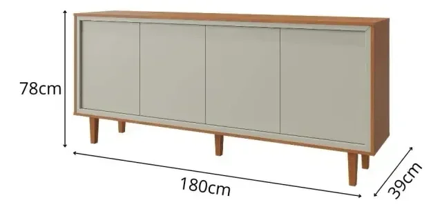 Ver imagem 3 de Buffet Dux 4 Portas 100% MDF Gaveta Interna Naturalle Off