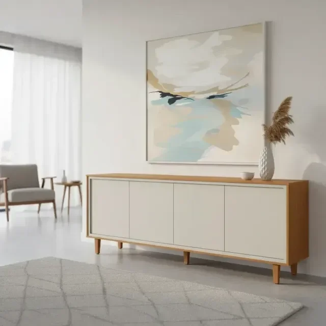 Ver imagem 1 de Buffet Dux 4 Portas 100% MDF Gaveta Interna Naturalle Off