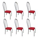 Ver imagem 1 de Kit 6 Cadeira Sala Jantar Aço Tubolar Cozinha Corino Junco Vermelho