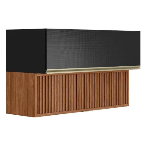 Armário Aéreo Proença 120cm Basculante 1 Porta Mdf e 1 Porta Ripada Nogueira Touch-carbono Prime