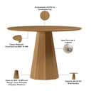 Ver imagem 3 de Mesa de Jantar 4 Lugares Redonda 117cm Base Cone Tampo Mdf Erimon N01 Ypê - Lyam Decor