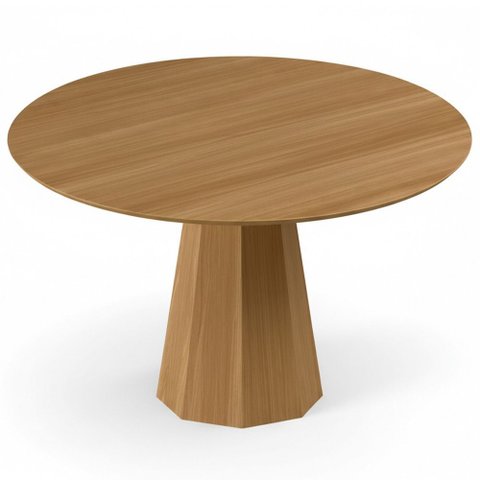 Mesa de Jantar 4 Lugares Redonda 117cm Base Cone Tampo MDF Erimon N01 Ypê - Lyam Decor