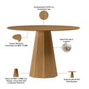 Ver imagem 3 de Mesa de Jantar 4 Lugares Redonda 117cm Base Cone Tampo MDF Erimon N01 Ypê - Lyam Decor