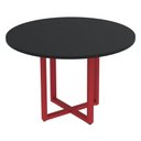 Ver imagem 1 de Mesa de Reunião Redonda P25 Pandin 110 Cm (largura) Tampo Mdp Preto Pé Aço Tubular Vermelho