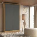 Ver imagem 1 de Guarda Roupa Solteiro 2 Portas de Correr Mdf 1,38 M Altezza Belmax:freijó/titânio