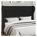 Ver imagem 2 de Kit Cabeceira Cama Box Casal 140 Cm Madrid com Puff Recamier Santorini P05 Couríssimo Preto - Lyam D