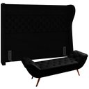 Ver imagem 1 de Kit Cabeceira Cama Box Casal 140 Cm Madrid com Puff Recamier Santorini P05 Couríssimo Preto - Lyam D