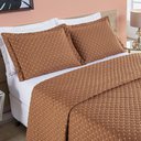 Ver imagem 3 de Kit Cobre Leito Colcha Vênus Casal Dupla Face Micropercal 200 Fios Liso 3 Peças - Terracota Casa Sca