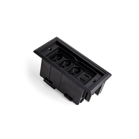 Caixa de Tomada Embutir Mesa Bancada com 3 Tomadas + Usb 20w Preto