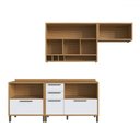 Ver imagem 3 de Armário de Cozinha com Balcão e Tampo 5 Portas 5 Gavetas Pérola 100% Mdf Vidro Reflecta Amêndoa/bran