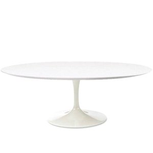 Mesa de Jantar Saarinen Oval 1,80x1 Base Branca Tampo Branco Lacca