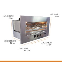 Churrasqueira Gourmet Rotativa a Gás Natural Embutir 48x77cm Aço Inox Roast Premium 06 Bivolt - Hope - 5