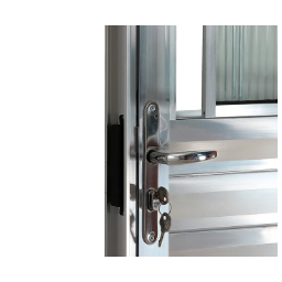 Porta Social com Postigo Vidro Boreal Alumínio Brilhante - Linha 25 - 210cm - 80cm - Esquerdo - 2