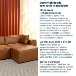 Conjunto Sofá 220cm e Puff 80cm Baobá CabeCasa MadeiraOriginals Cobre Courino Coffe - 14 Conjunto Sofá 220cm e Puff 80cm Baobá CabeCasa MadeiraOriginals Cobre Courino Coffe - 14