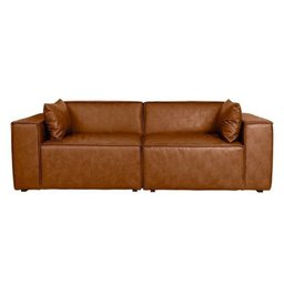 Conjunto Sofá 220cm e Puff 80cm Baobá CabeCasa MadeiraOriginals Cobre Courino Coffe - 11 Conjunto Sofá 220cm e Puff 80cm Baobá CabeCasa MadeiraOriginals Cobre Courino Coffe - 11