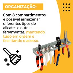 Organizador Versátil: Suporte Multiuso para Alicates e Ferramentas - Cinza - 5