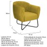 Kit 02 Poltronas Preta Suede - Cor Amarelo - 5