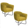 Kit 02 Poltronas Preta Suede - Cor Amarelo - 1