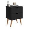 Mesa de Cabeceira 2 Gavetas Pés Palito Quarto Moderno Mdp Retrô:preto - 1