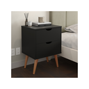 Ver imagem 2 de Mesa de Cabeceira 2 Gavetas Pés Palito Quarto Moderno Mdp Retrô:preto