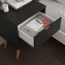 Ver imagem 3 de Mesa de Cabeceira 2 Gavetas Pés Palito Quarto Moderno Mdp Retrô:preto