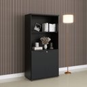 Ver imagem 1 de Armário Misto para Escritório com Nicho e Portas com Chave 159,6cm P25 Pandin Branco/Preto